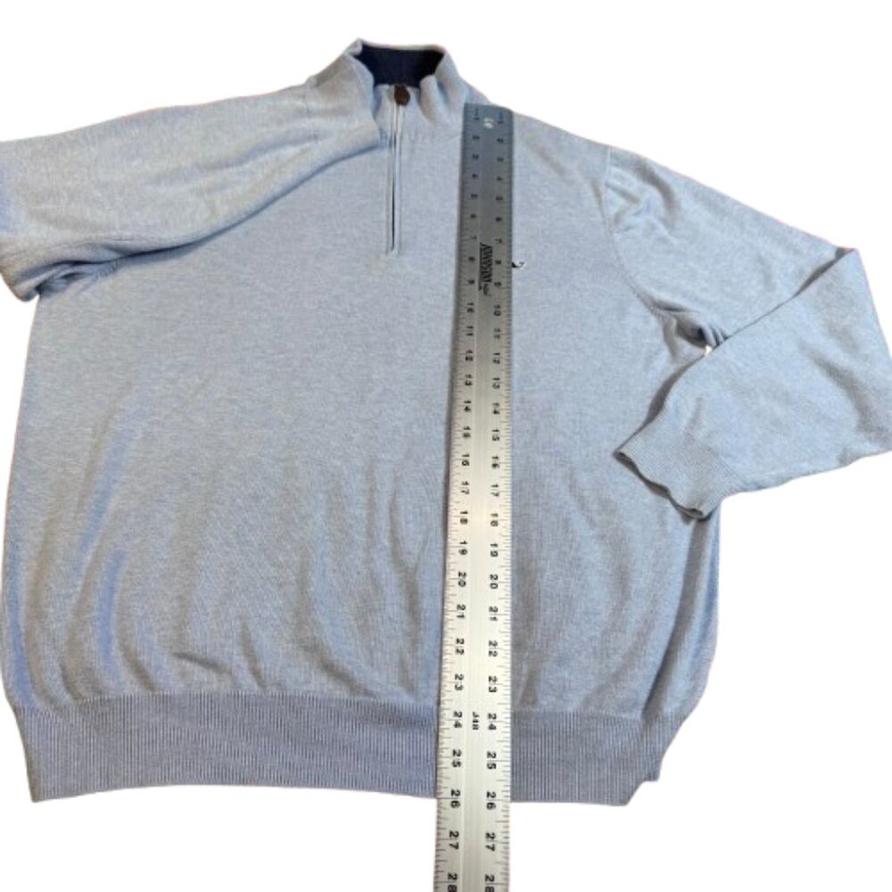 Vineyard Vines Light Blue Quarter Zip Quiet Luxury Preppy Men's Sweater (Size L) - Picture 8 of 13